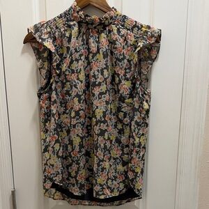 LOFT Multicolor Floral Ruffle Blouse